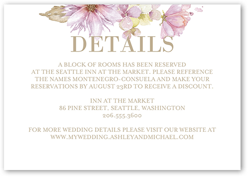 Watercolor Bouquet Wedding Enclosure Card, Purple, Matte, Pearl Shimmer Cardstock, Square