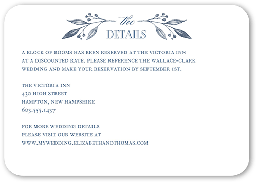 Classic Herald Wedding Enclosure Card, Blue, Pearl Shimmer Cardstock, Rounded