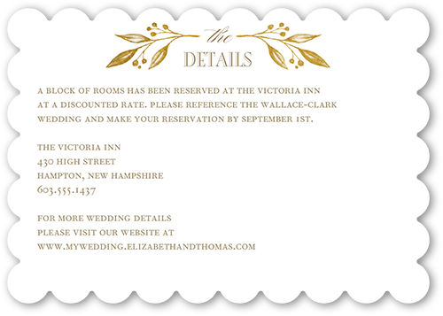 Classic Herald Wedding Enclosure Card, Yellow, Pearl Shimmer Cardstock, Scallop