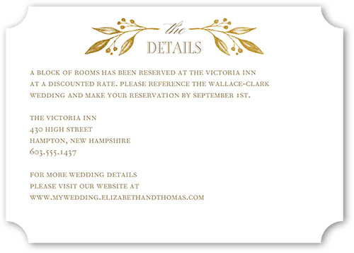 Classic Herald Wedding Enclosure Card, Yellow, Pearl Shimmer Cardstock, Ticket