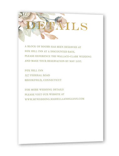 Diamond Blossoms Wedding Enclosure Card, Gold Foil, Green, Matte, Pearl Shimmer Cardstock, Square