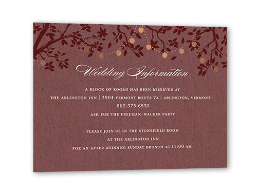 Enlightened Evening Wedding Enclosure Card, Red, Rose Gold Foil, Matte, Pearl Shimmer Cardstock, Square