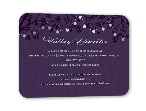 Enlightened Evening Wedding Enclosure Card, Purple, Silver Foil, Signature Smooth Cardstock, Rounded