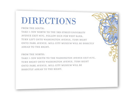 Floral Fringe Wedding Enclosure Card, Gold Foil, Blue, Matte, Signature Smooth Cardstock, Square, Hydrangea