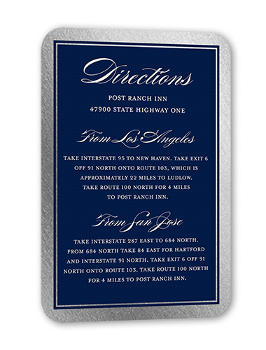 Remarkable Frame Classic Wedding Enclosure Card, Blue, Silver Foil, Pearl Shimmer Cardstock, Rounded