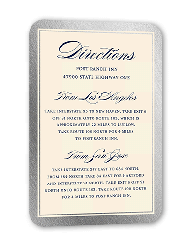 Remarkable Frame Classic Wedding Enclosure Card, White, Silver Foil, Pearl Shimmer Cardstock, Rounded