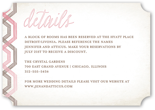 Delightful Blooms Wedding Enclosure Card, Pink, Signature Smooth Cardstock, Ticket