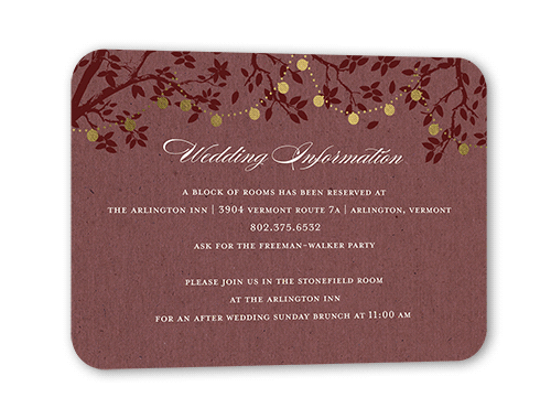 Enlightened Evening Wedding Enclosure Card, Gold Foil, Red, Signature Smooth Cardstock, Rounded