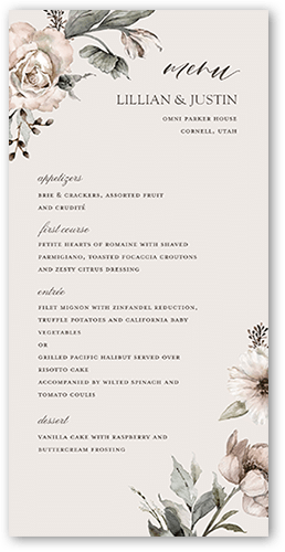 Black Tie Affair Wedding Menu, Grey, 4x8 Menu, Matte, Signature Smooth Cardstock, Square, Whisper Gray