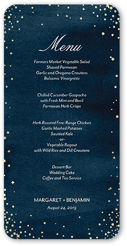 Elegant Sky Wedding Menu, Blue, 4x8 Menu, 100% Recycled Cardstock , Rounded, Baltic