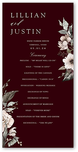 Black Tie Affair Wedding Program, Red, 4x8 Flat Program, Matte, Signature Smooth Cardstock, Square