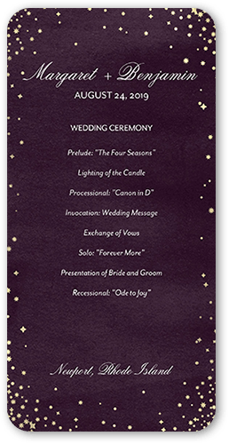 Elegant Sky Wedding Program, Purple, 4x8 Flat Program, Matte, Signature Smooth Cardstock, Rounded, Amethyst