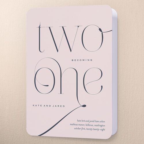 Elegant Embellishment Wedding Program, Pink, 5x7, Pearl Shimmer Cardstock, Rounded, Chenille