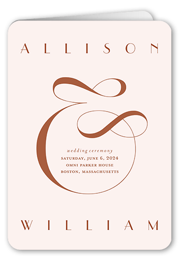 Nouveau Connection Wedding Program, Orange, 5x7, Matte, Folded Smooth Cardstock, Rounded