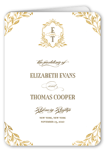 Classic Herald Wedding Program, Yellow, 5x7, Matte, Folded Smooth Cardstock, Rounded, Dijon