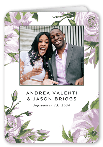 Crisp Petals Wedding Program, Purple, 5x7, Pearl Shimmer Cardstock, Rounded, Light Purple