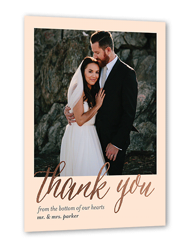 Impeccable Gesture Thank You Card, Beige, Rose Gold Foil, 5x7 Flat, Matte, Signature Smooth Cardstock, Square, Cashmere Pink