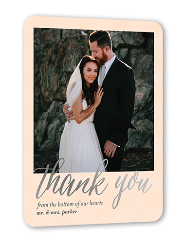 Impeccable Gesture Thank You Card, Beige, Silver Foil, 5x7 Flat, Pearl Shimmer Cardstock, Rounded