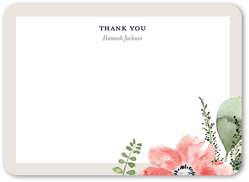 Bridal Bouquets Thank You Card, White, 5x7 Flat, Pearl Shimmer Cardstock, Rounded, Linen