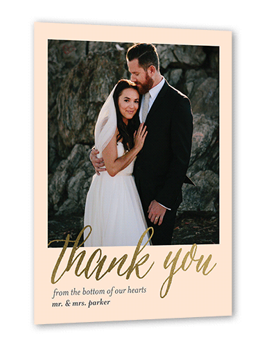 Impeccable Gesture Thank You Card, Beige, Gold Foil, 5x7 Flat, Matte, Signature Smooth Cardstock, Square, Cashmere Pink