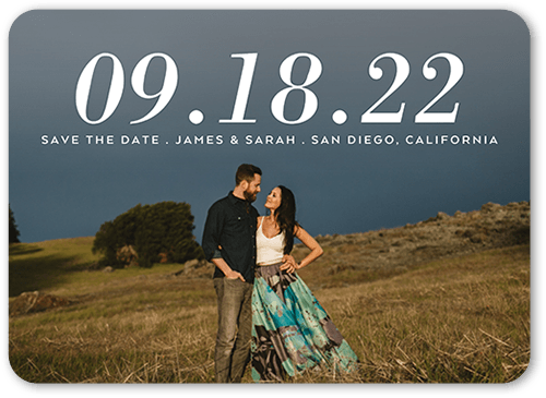 Substantial Date Save The Date, White, 5x7 Flat, Matte, Signature Smooth Cardstock, Rounded