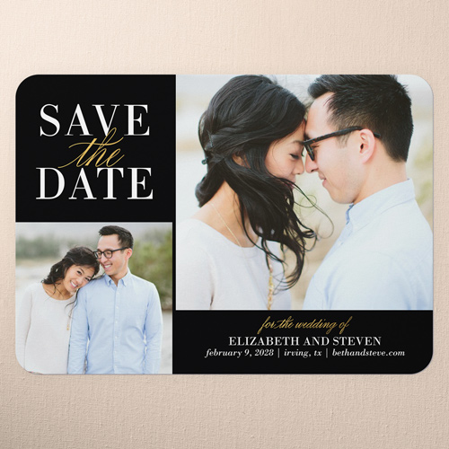 Classic Request Save The Date, Black, 5x7 Flat, Matte, Signature Smooth Cardstock, Rounded