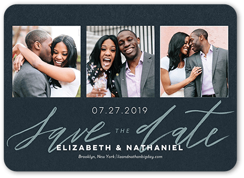 Minimal Design Save The Date, Blue, 5x7 Flat, 100% Recycled Cardstock , Rounded
