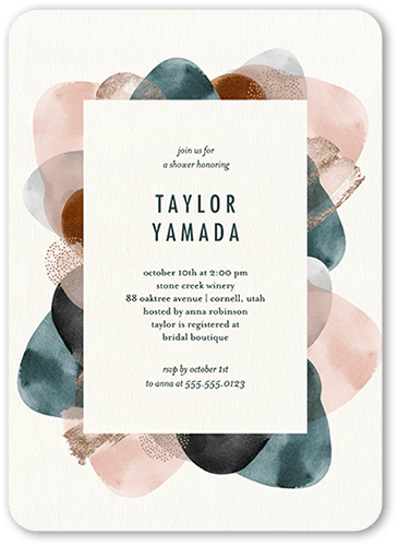 Colorful Daubs Bridal Shower Invitation, White, 5x7 Flat, 100% Recycled Cardstock , Rounded