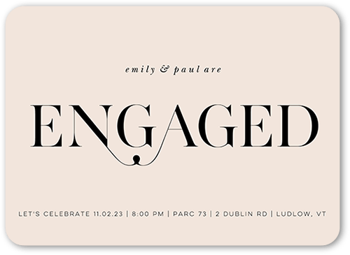Linked Commitment Engagement Party Invitation, Pink, 5x7 Flat, 100% Recycled Cardstock , Rounded