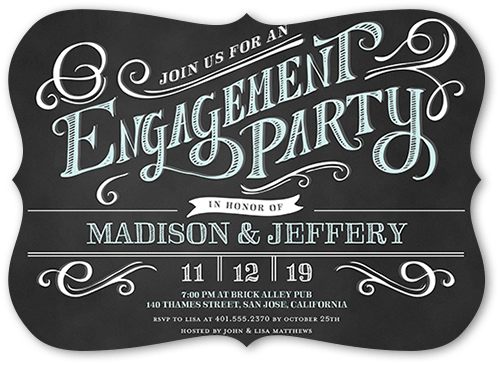Enchanting Engagement Engagement Party Invitation, Black, 5x7 Flat, Pearl Shimmer Cardstock, Bracket
