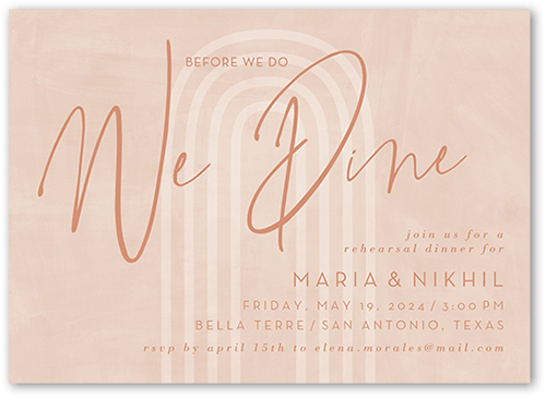 Textured Times Rehearsal Dinner Invitation, Beige, 5x7 Flat, 100% Recycled Cardstock , Square, Pueblo