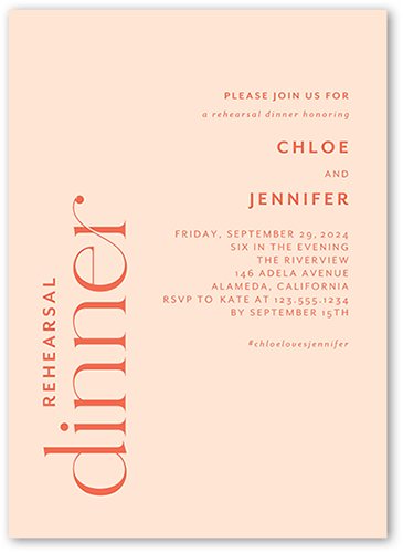 Modern Deco Rehearsal Dinner Invitation, Beige, 5x7 Flat, Matte, Signature Smooth Cardstock, Square, Cashmere Pink