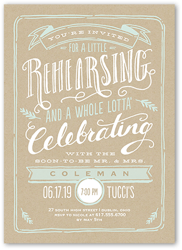 Krafted Rehearsal Rehearsal Dinner Invitation, Beige, 5x7 Flat, Standard Smooth Cardstock, Square