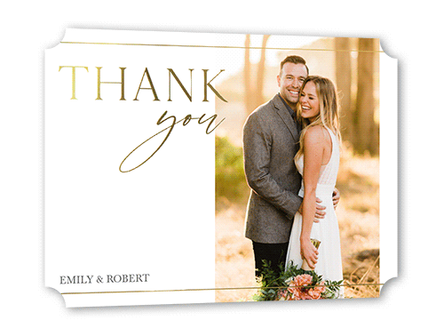 Editorial Lover Thank You Card, White, Gold Foil, 5x7, Matte, Signature Smooth Cardstock, Ticket