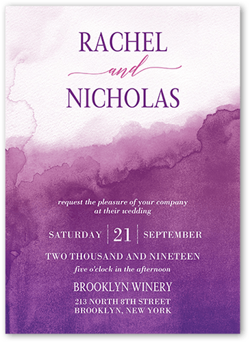 Excellent Watermark Wedding Invitation, Purple, 5x7 Flat, Matte, Signature Smooth Cardstock, Square