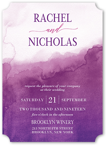 Excellent Watermark Wedding Invitation, Purple, 5x7 Flat, Pearl Shimmer Cardstock, Ticket, White