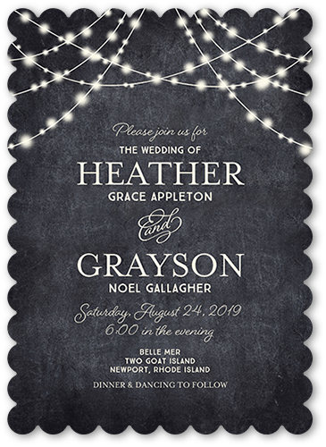Glowing Ceremony Wedding Invitation, Grey, none, 5x7, Pearl Shimmer Cardstock, Scallop