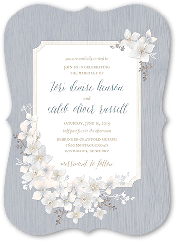 Rustic Wildflowers Wedding Invitation, Grey, 5x7 Flat, Matte, Signature Smooth Cardstock, Bracket