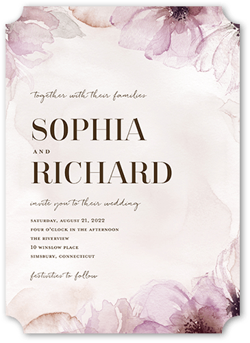 Fine Petals Wedding Invitation, Pink, 5x7 Flat, Matte, Signature Smooth Cardstock, Ticket