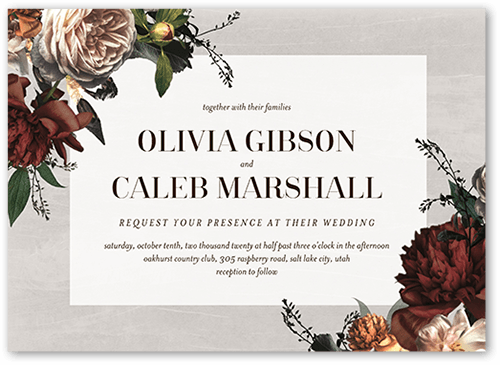 Natural Refinement Wedding Invitation, White, 5x7 Flat, Pearl Shimmer Cardstock, Square