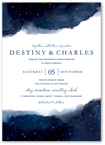 Celestial Union Wedding Invitation, Blue, 5x7, Standard Smooth Cardstock, Square