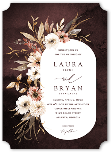 Wild Botanic Wedding Invitation, Purple, 5x7, Pearl Shimmer Cardstock, Ticket