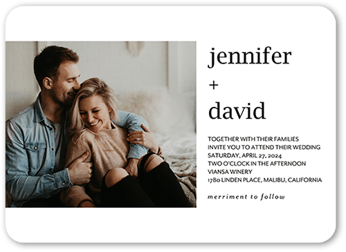 Simple And Forever Wedding Invitation, White, 5x7 Flat, Standard Smooth Cardstock, Rounded