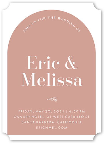 Earthy Arch Wedding Invitation, Pink, 5x7, Matte, Signature Smooth Cardstock, Ticket
