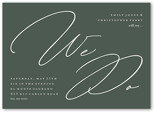 Dashing Script Wedding Invitation, Beige, 5x7 Flat, Luxe Double-Thick Cardstock, Square, Quarry