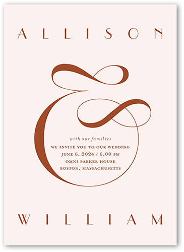 Nouveau Connection Wedding Invitation, Orange, 5x7 Flat, Standard Smooth Cardstock, Square