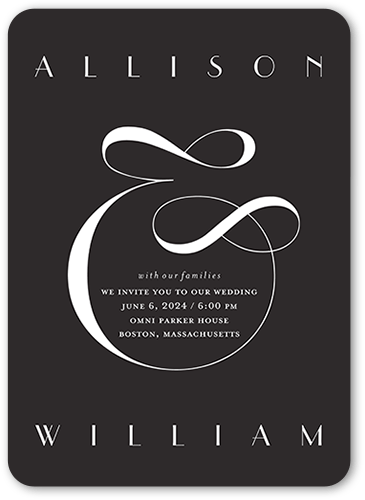 Nouveau Connection Wedding Invitation, Grey, 5x7 Flat, Pearl Shimmer Cardstock, Rounded, Charcoal