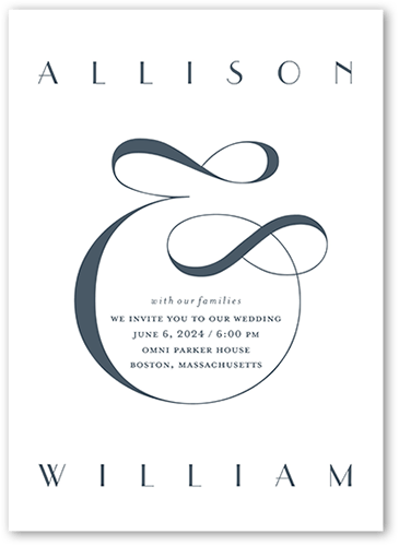 Nouveau Connection Wedding Invitation, Grey, 5x7 Flat, Pearl Shimmer Cardstock, Square
