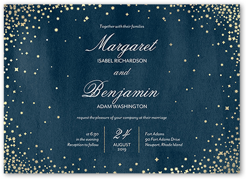 Elegant Sky Wedding Invitation, Blue, 5x7 Flat, Standard Smooth Cardstock, Square