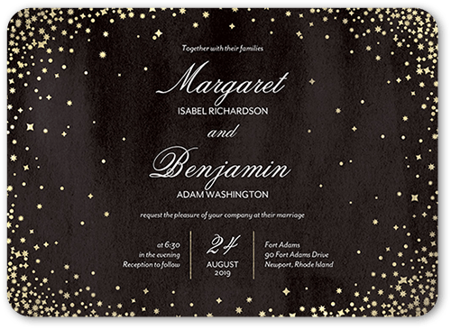 Elegant Sky Wedding Invitation, Black, 5x7 Flat, Matte, Signature Smooth Cardstock, Rounded